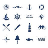 Set of nautical sea ocean sailing icons