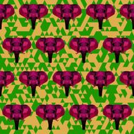 bright colored abstract geometric polygonal seamless elephant pattern background