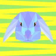 Abstract blue colored lilac polygonal rabbit background
