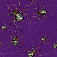 Spiders on Webs seamless pattern N3