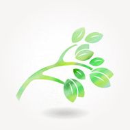 Stylized silhouette of green branch