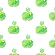 Seamless pattern with silhouettes of green apples