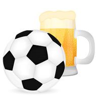 soccer ball and a mug of beer