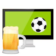 the ball into TV screen and mug of beer