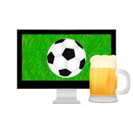ball into the TV screen and mug of beer