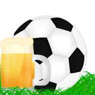 mug of beer and a soccer ball