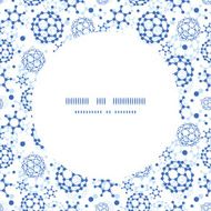 Vector blue molecules texture circle frame seamless pattern background