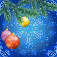 Christmas background with branches and balls