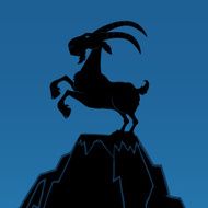 Black Ram Silhouette on a Mountain With Background