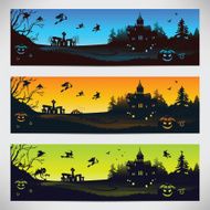Set of colorful banners on Halloween