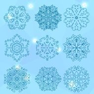 Snowflake icon Winter theme snowflakes of different shapes N9
