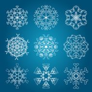 Snowflake icon Winter theme snowflakes of different shapes N19