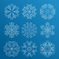 Snowflake icon Winter theme snowflakes of different shapes N20