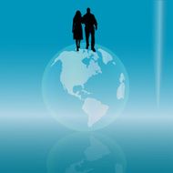 Vector silhouette of couple N305