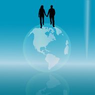Vector silhouette of couple N307