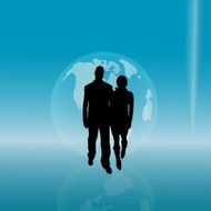 Vector silhouette of couple N308