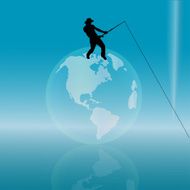 Vector silhouette of fisherman