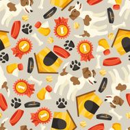 Seamless pattern with cute dogs icons and objects N3
