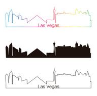 Las Vegas skyline linear style with rainbow