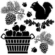 squirrel and bushel of apples