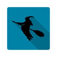 silhouette of a witch on broom icon