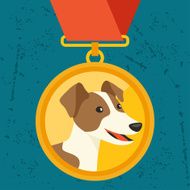 Background with gold medal and dog champion