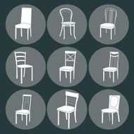 Chair icon set symbol furniture