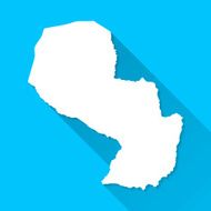 Paraguay Map on Blue Background Long Shadow Flat Design