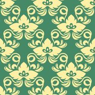Yellow on green seamless floral pattern