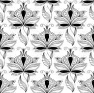 Persian black paisley seamless pattern