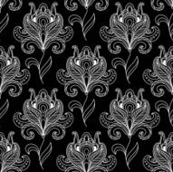 Monochrome paisley seamless floral pattern