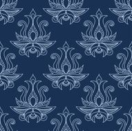 Floral seamless blue paisley pattern