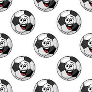 Laughing cartoon soccer ball seamless pattern