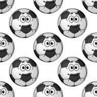 Seamless pattern of cartoon soccer balls or footballs