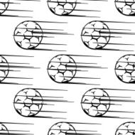 Seamless pattern of soccer balls or footballs with motion trail