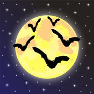 bats on the background of full moon