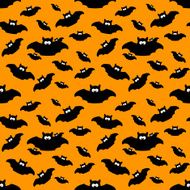 halloween pattern with bats over orange background