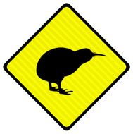 Stripped Kiwi Road Sign