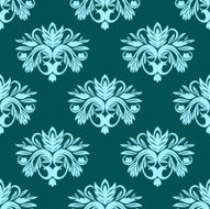 Blue and green seamless floral pattern