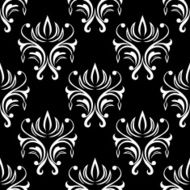 Black and white seamless floral pattern N3