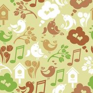 Seamless background with singing birds