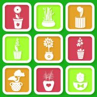 Set of 9 icons different plants and flowers N2