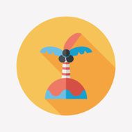 Palm tree flat icon with long shadow