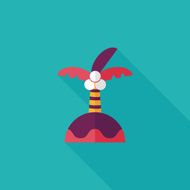 Palm tree flat icon with long shadow N3