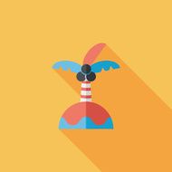 Palm tree flat icon with long shadow N4