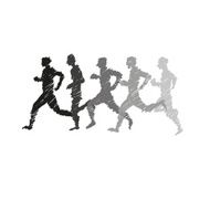 Sports man running abstract isolated on a white backgrounds N4