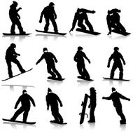 silhouettes set snowboarders N2