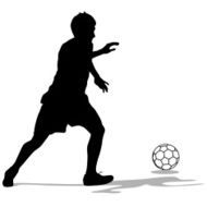 silhouettes of soccer players with the ball N7