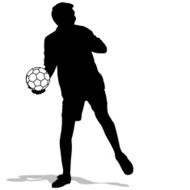 silhouettes of soccer players with the ball N8