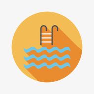 Pool flat icon with long shadow N3